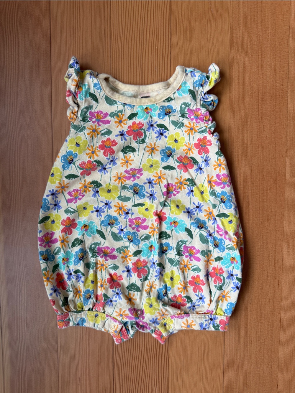 Tea Collection Multicolor Floral Bubble Romper 9-12M Snap Cotton